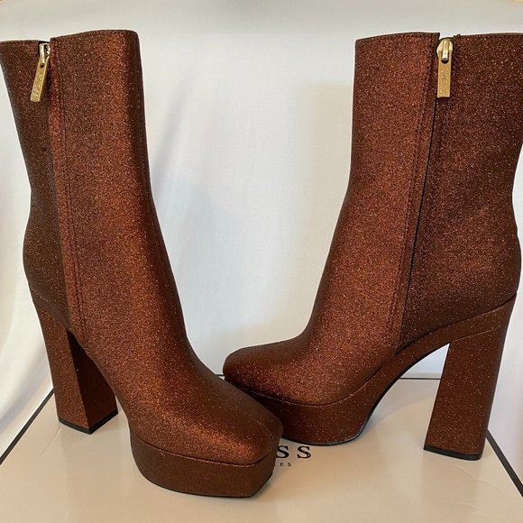 GUESS Byra Platform Booties- Bronze Size 9M - Picture 1 of 7
